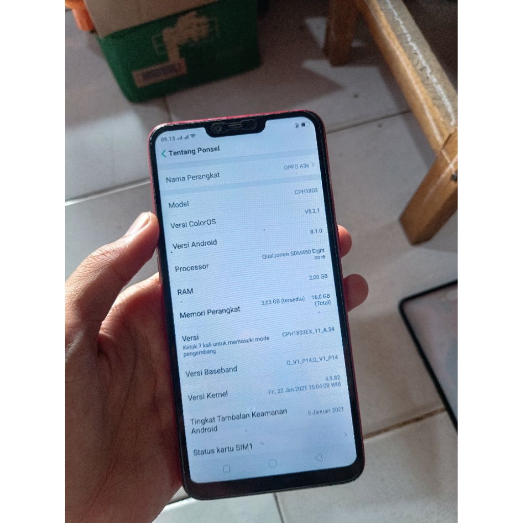 Oppo A3s bekas Ram 2/16