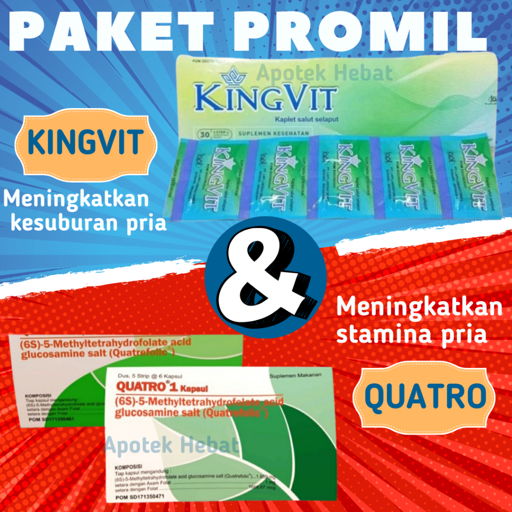 KINGVIT QUATRO 1 Promo Paket Promil Laki Kesuburan Stamina Pria Vitamin Pria Vit Paksu Suami Paket G
