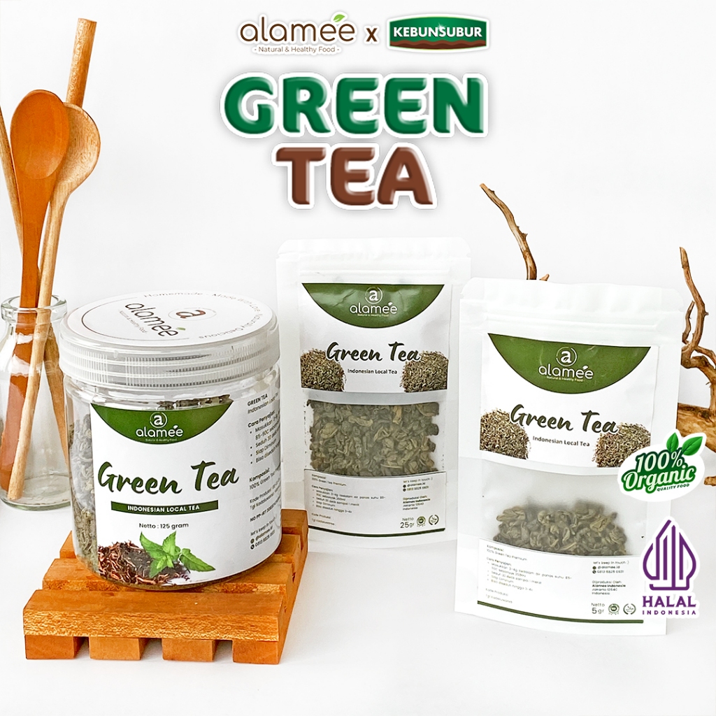 

ALAMEE Teh Hijau Green Tea Organic Kering Organik Greentea Minuman Herbal Premium kebunsubur