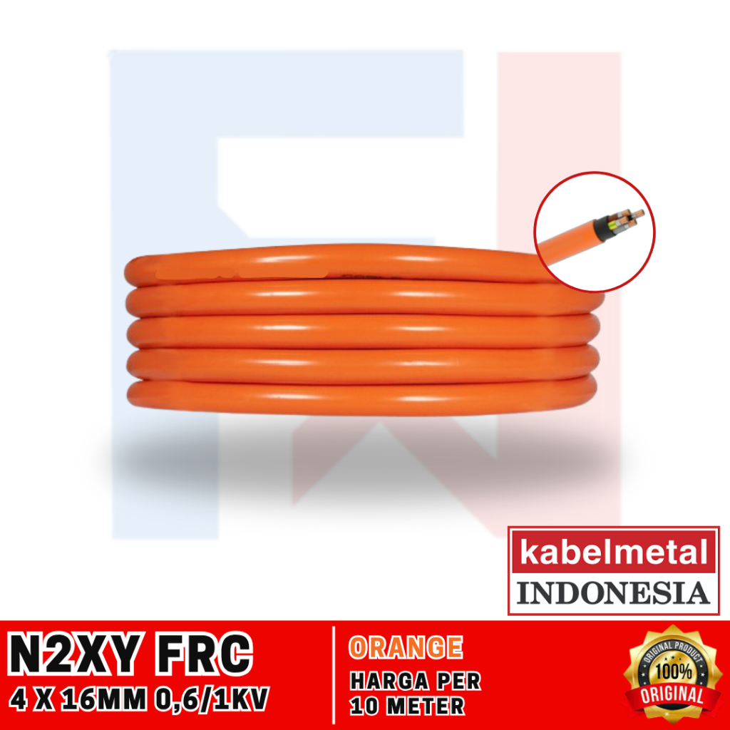 Kabel N2XY (Fire Resistant Cable FRC F750) 4 x 16 mm 0,6/1kV Kabel Metal Indonesia KMI - 10 Meter Ka
