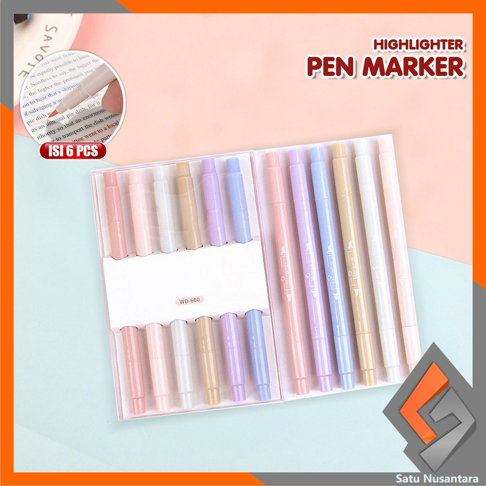 

EC SN-A116 Highlighter Set Isi 6pcs Double Tip Warna Pastel Motif Polos / Penanda Teks Buku Siswa Spidol Pen Marker Dua Sisi Alat Tulis Sekolah