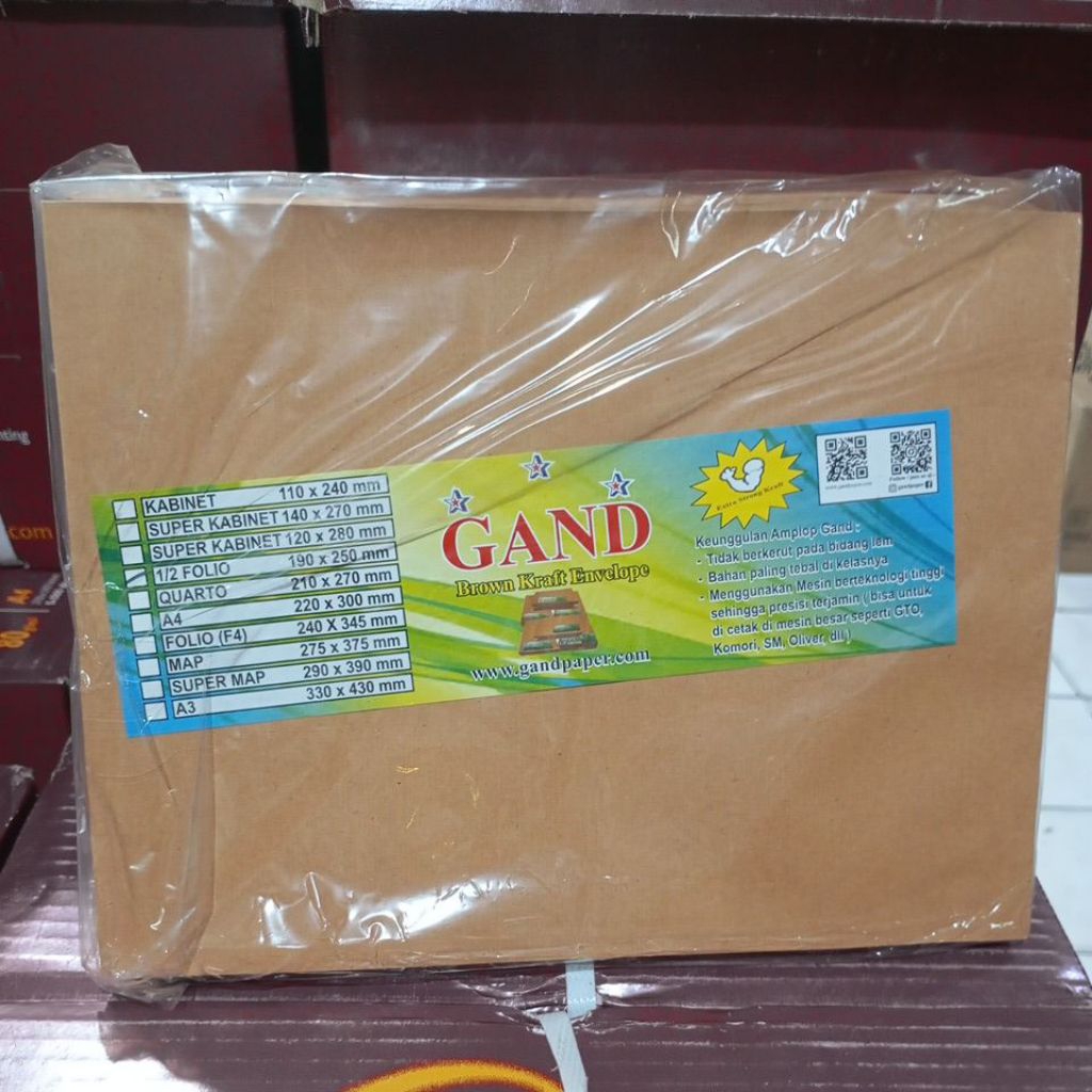 

Amplop coklat 1/2 folio merk gand
