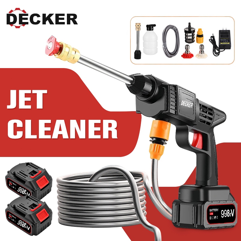 DECKER Jet Cleaner 998V Semprotan Cuci Motor Alat Cuci Mobil Cuci Steam Ac Mobil 2 Baterai Alat
