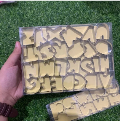 SATU PAKET Cetakan Wortel Cutter Huruf Angka Stainless Tumpeng Garnish (Cetakan Huruf + Angka)