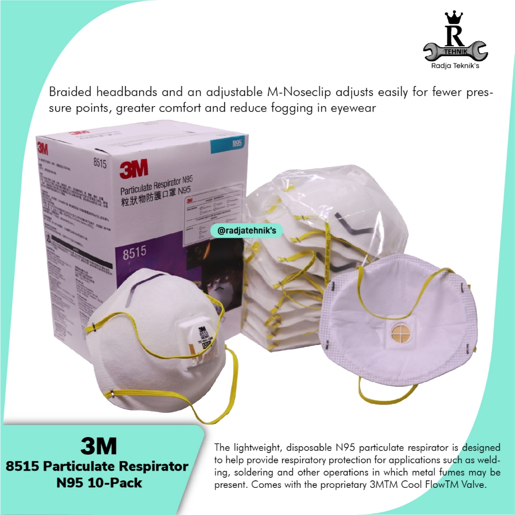 3M  Particulate Respirator 8210V N95  Masker N95 8210V  Masker N95 Isi 10 Pcs/Box | Anti Korosi 