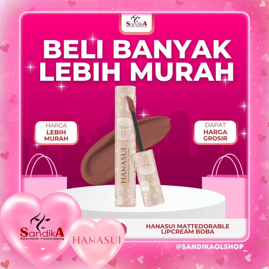 (GROSIR)Hanasui Mattedorable Lip Cream Boba Edition