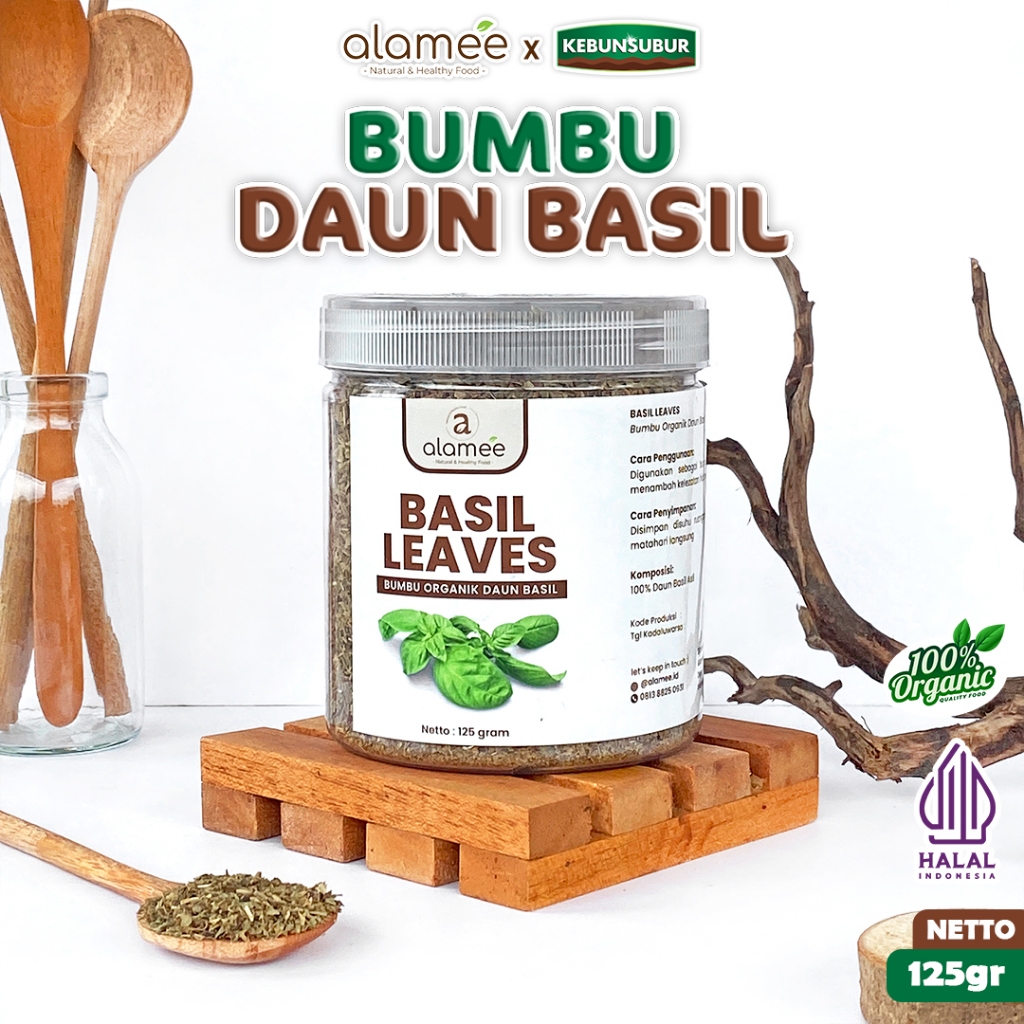 

ALAMEE Daun Basil Bumbu Dapur Dried Leaf Murni Asli Seasoning Organik Kebunsubur Kebunsubur
