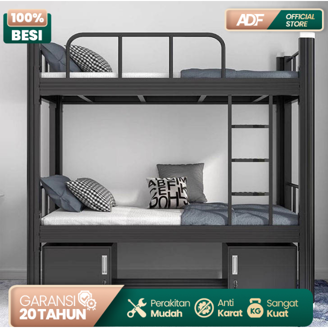 ADF Dipan Ranjang Susun Tingkat 2 Tempat Tidur Tingkat Susun Besi Minimalis Bed Tingkat Susun