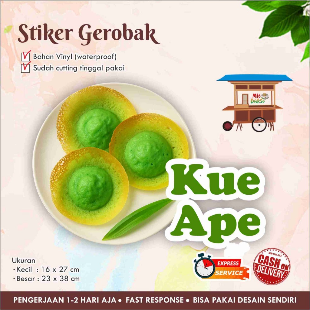 

STIKER KACA GEROBAK VINYL KUE APE / LABEL MAKANAN