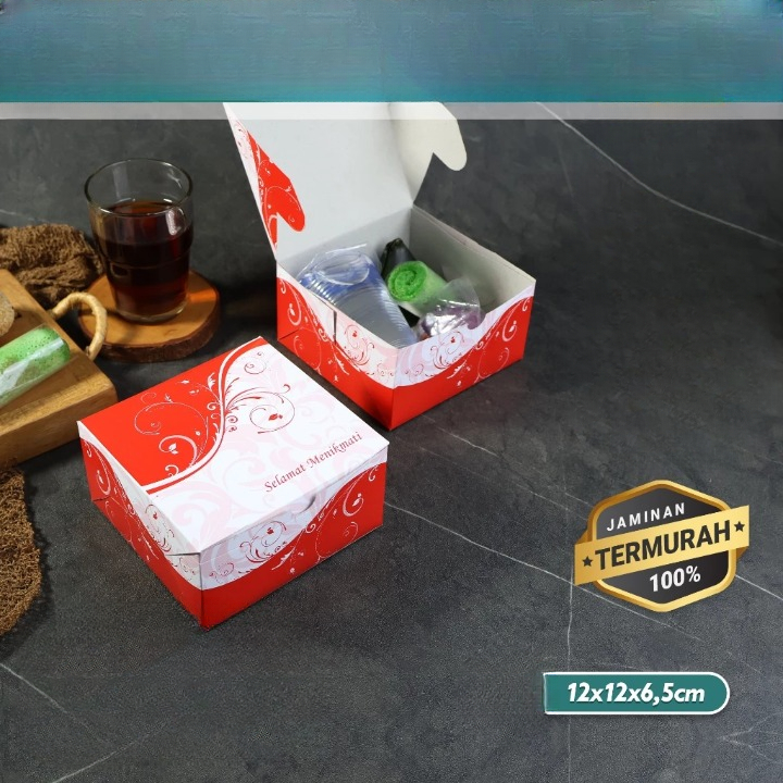 

Dus Kue / Kotak Kue kekinian warna merah dan hijau 12x12, 12x14