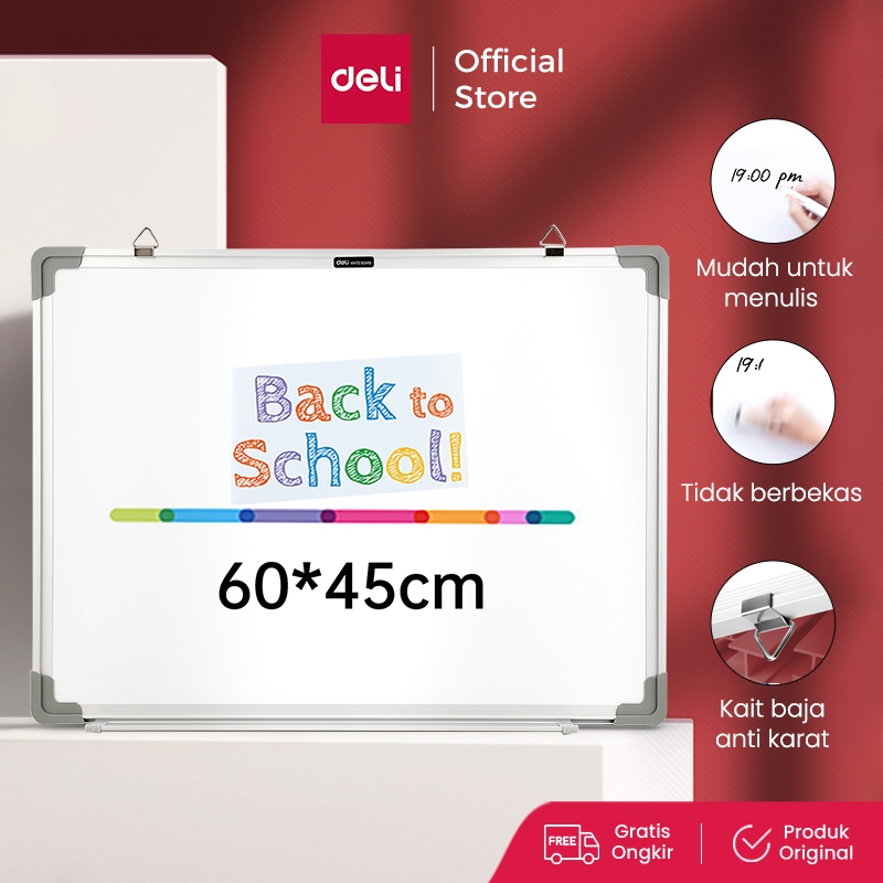 

Deli Whiteboard Papan Tulis Putih Magnetik Dilengkapi dengan tempat pulpen VX00