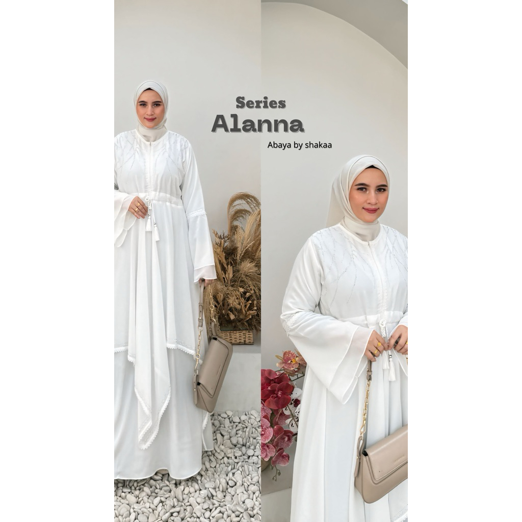 Alanna Abaya - Abaya putih gamis putih arab abaya turki umrah haji