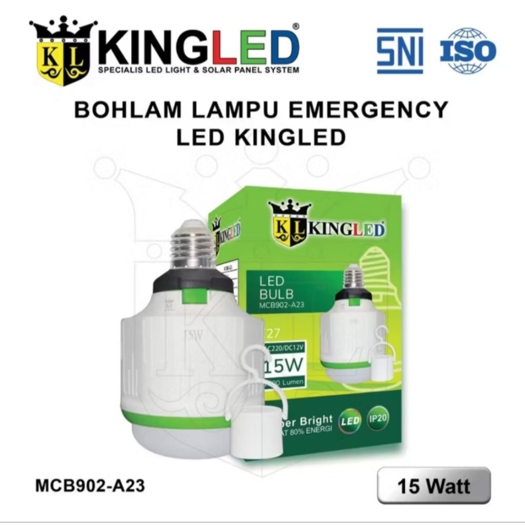 KINGLED Bola Lampu LED Emergency 15Watt ACDC LED Bulb Emergency 15Watt AC/DC
