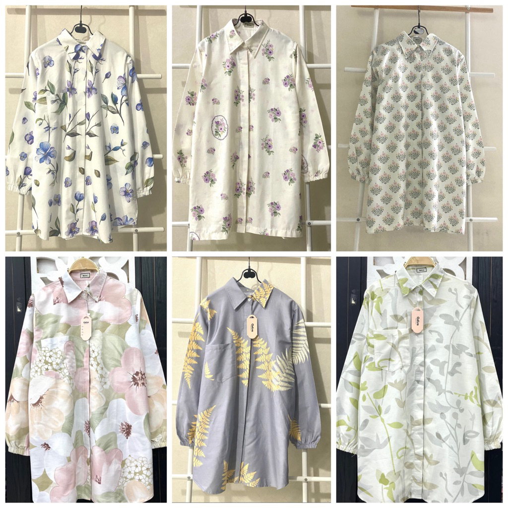 Atasan Kemeja Wanita Katun Jepang Senada