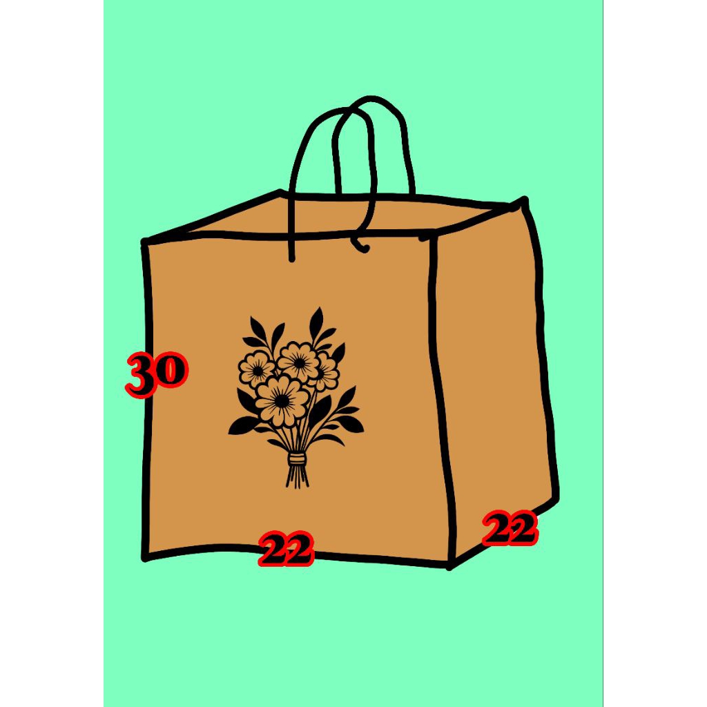 

paperbag buket 22 x 22 x 30 sablon 2 sisi