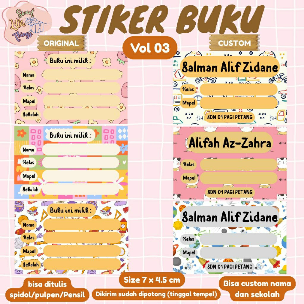 

STIKER BUKU . STIKER NAMA BUKU / LABEL BUKU (Vol 3)