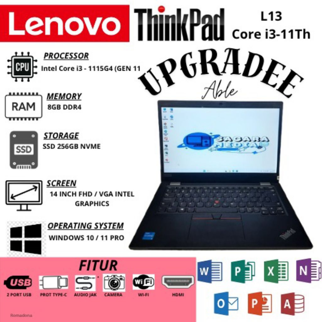 LAPTOP LENOVO THINKPAD L13 Core i3-1115G4, 8GB/256GB