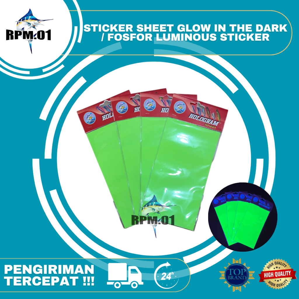 

Sticker / Hologram Sheet Glow In The Dark / Fosfor | Luminous Sticker Lembaran 10 X 20 CM