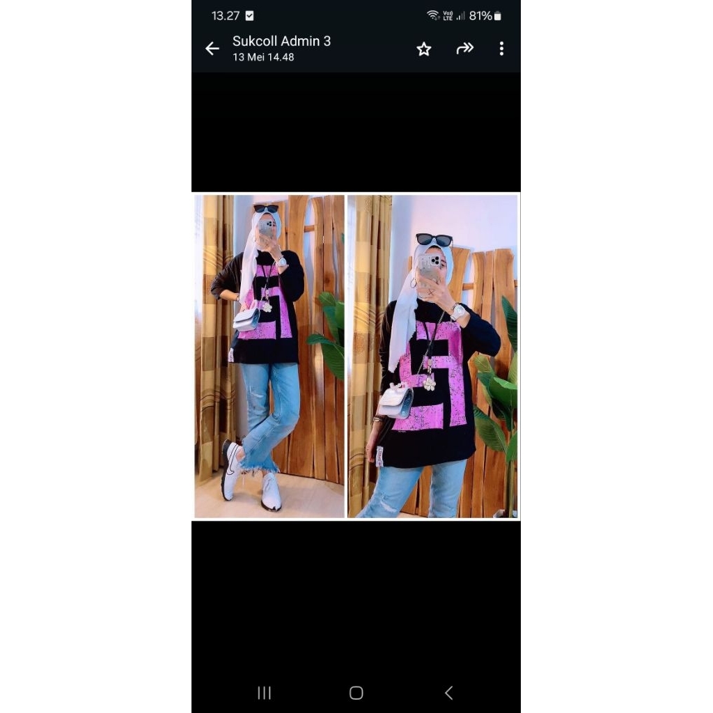 Tunik fendi oversize kaos import