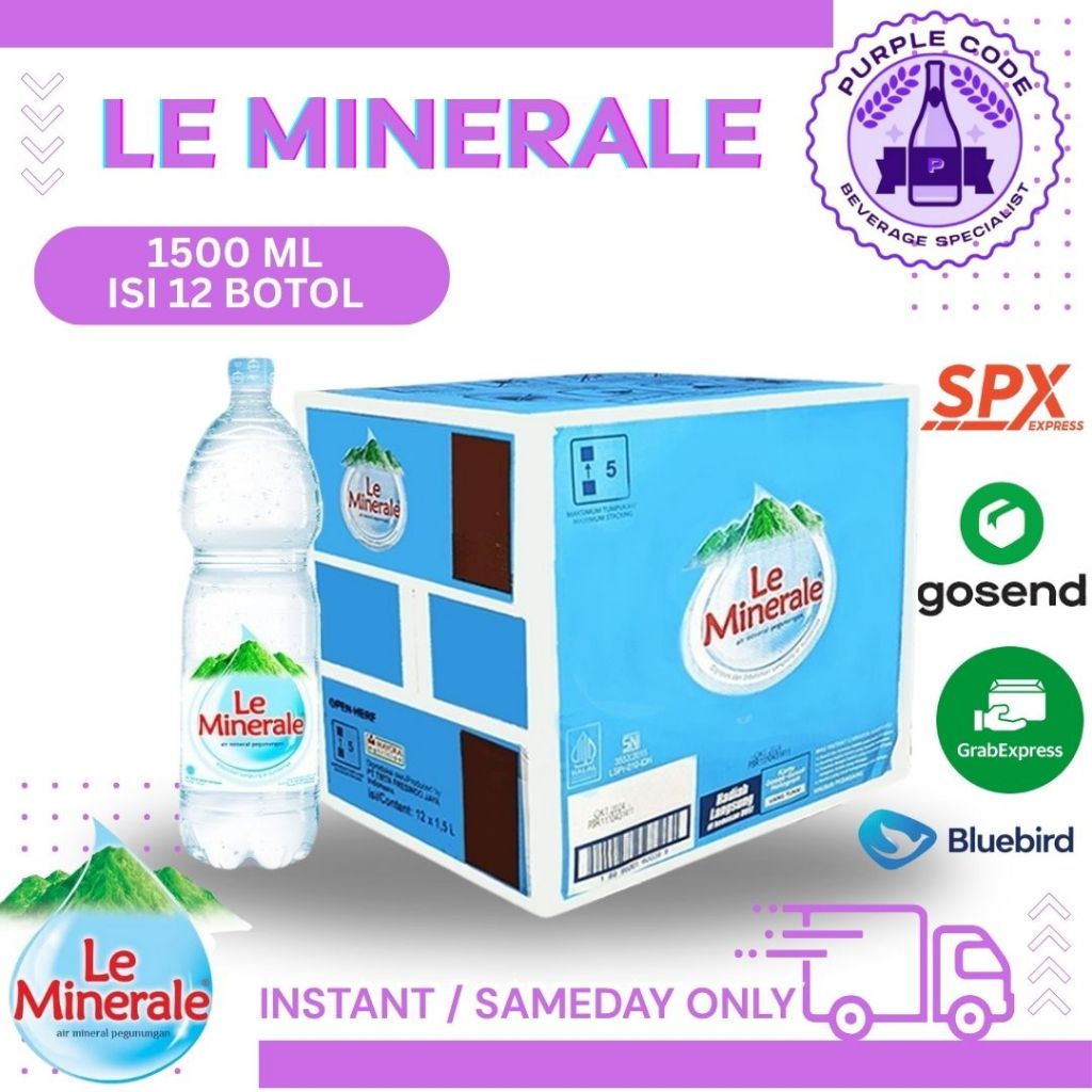

(INSTANT READY) Le Minerale 1500ml DUS isi 12 botol Per Karton - READY Lemineral Air Minum Kemasan Botol Minuman Kardus