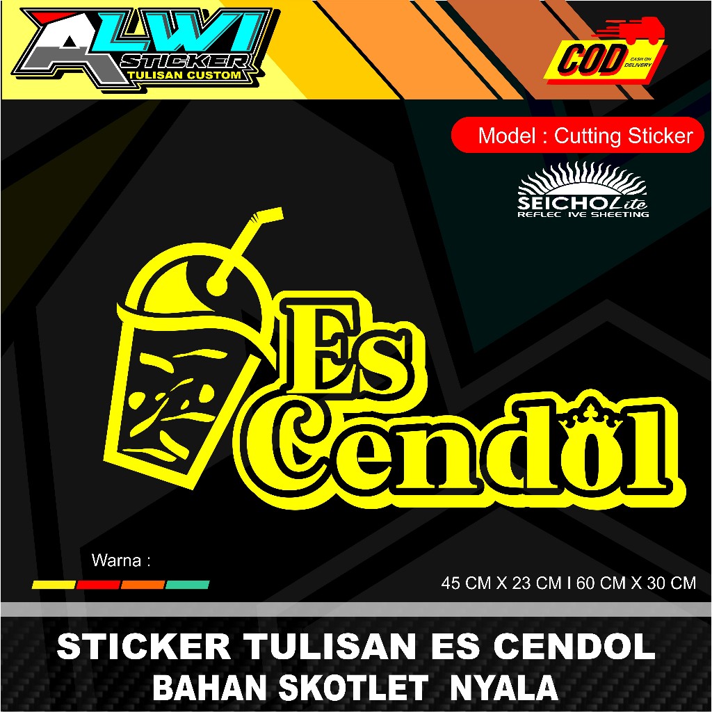 

sticker tulisan es cendol bahan skotlet nyala