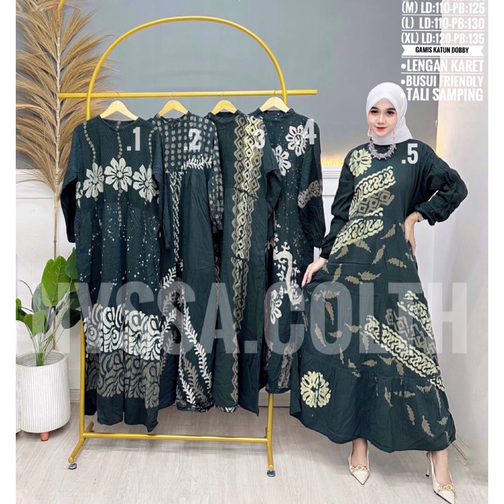Gamis Batik Cap Katun Dobby premium