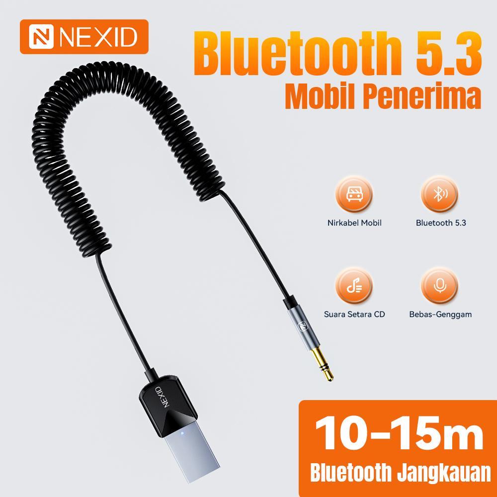 NEXID Wireless Audio Receiver Adapter Bluetooth 5.3 Aux USB hingga 3.5mm Jack Audio Mic Hands-Free U