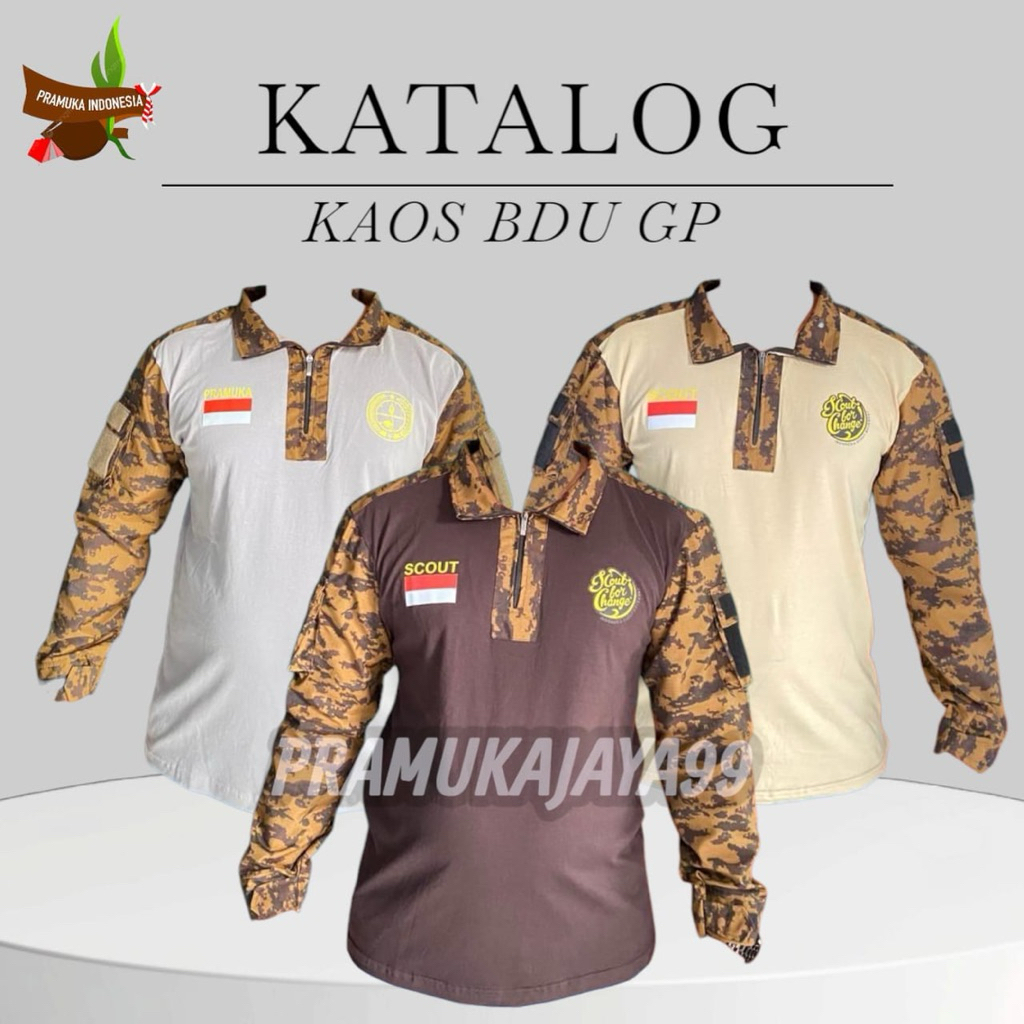 KAOS BDU PRAMUKA, KAOS SCOUT PEMBINA PRAMUKA, KAOS PRAMUKA LORENG TANGAN PANJANG