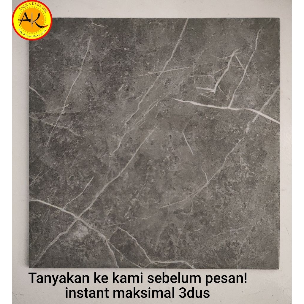 Keramik Lantai Kasar Teras Garasi Kamar Mandi Motif Marmer 25x25 Riyadh Dark Grey