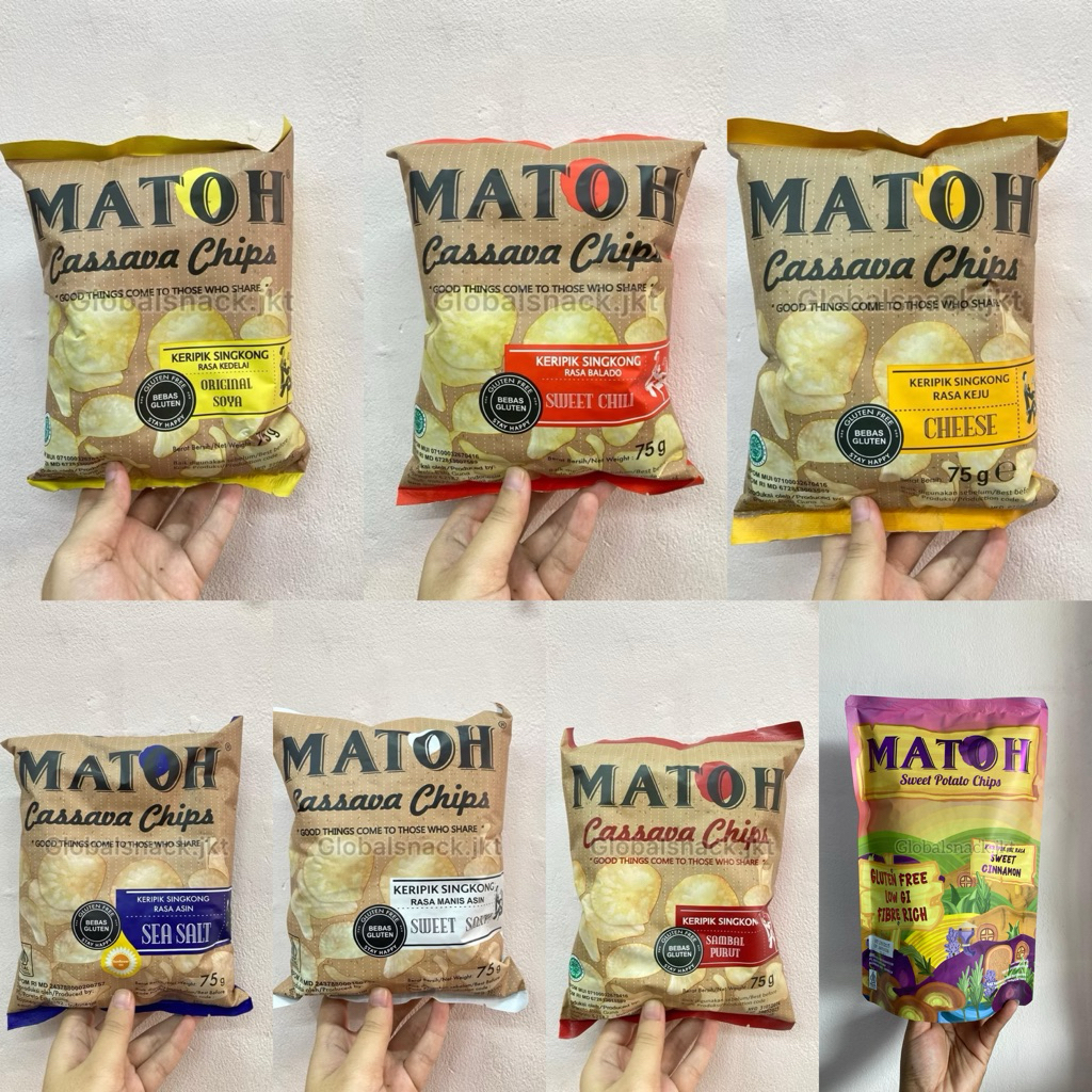 

MATOH CASSAVA CHIPS CHEESE / ORIGINAL SOYA / SWEET SALTY