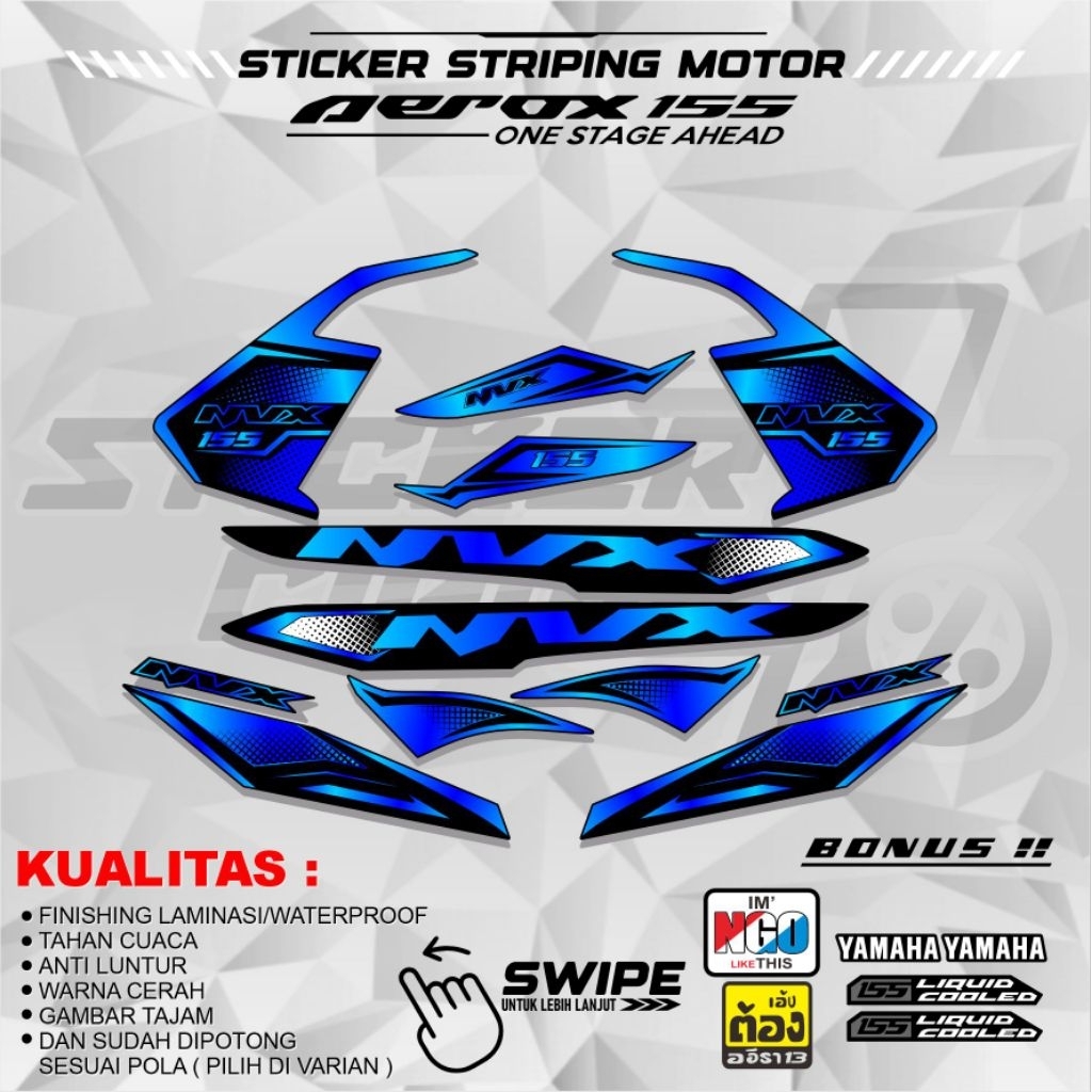 STRIPING NVX 155 OLD VVA STICKER VARIASI MODIFIKASI STIKER MOTOR AEROX LAMA 155 PNP TINGGAL PASANG