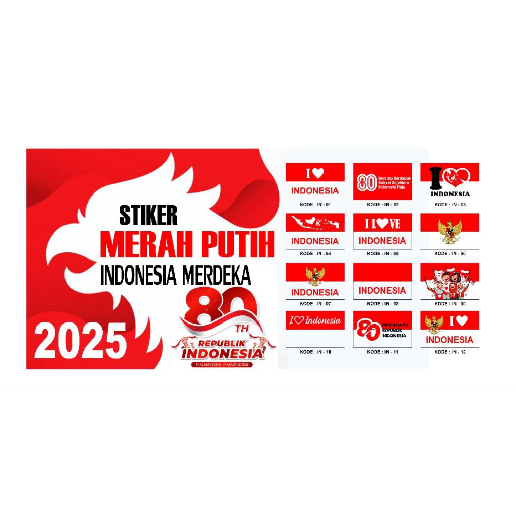 

STIKER PIPI / STIKER HUT RI / SYIKER MERAH PUTIH / STIKER BENDERA / 17 AGUSTUS