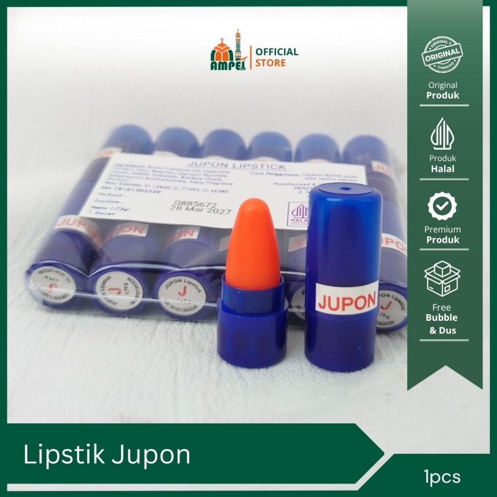 Lipstik Jupon Mini Hasil Warna Merah Asli Halal Dipakai Untuk Melembabkan Bibir