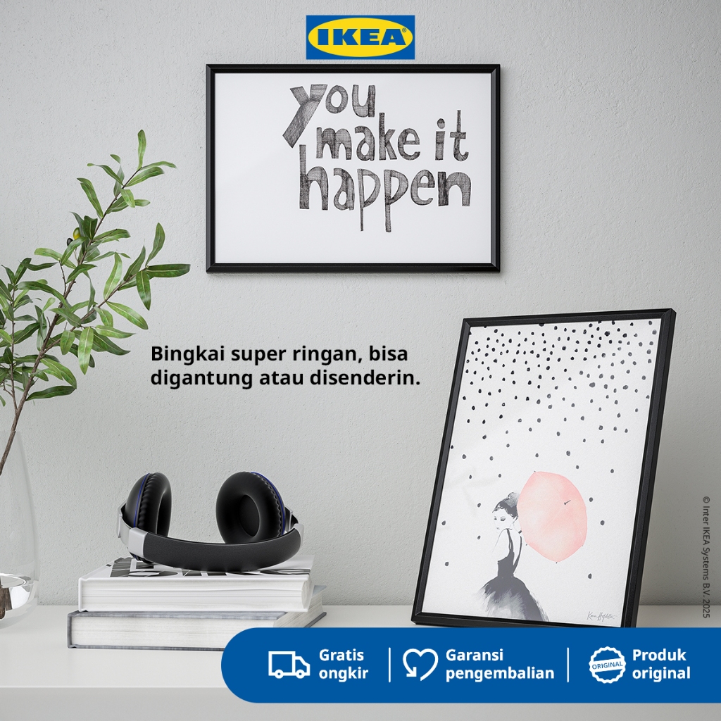 IKEA YLLEVAD Bingkai Foto Gambar Aesthetic Minimalis 21x30 cm - Hitam