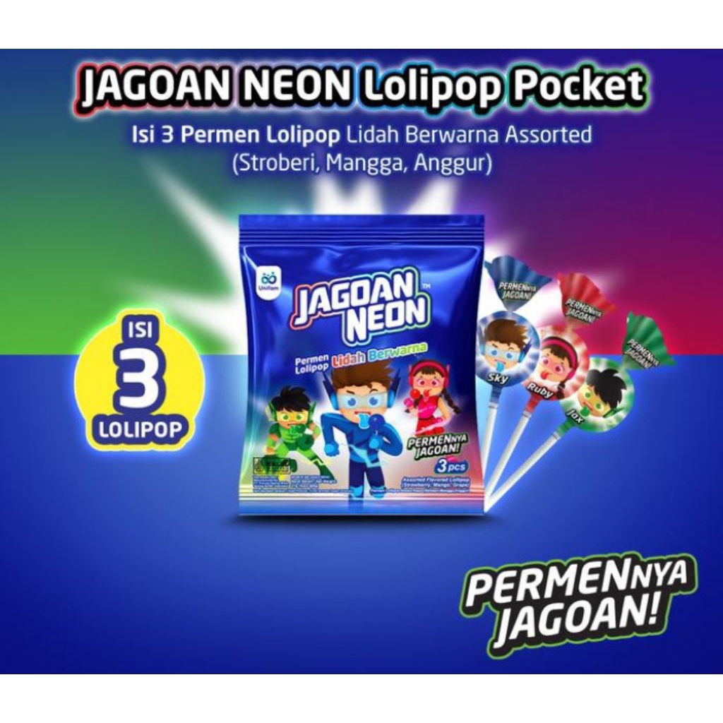 

Jagoan Neon Mini Pouch Lolipop Rasa Buah- 1pack isi 6