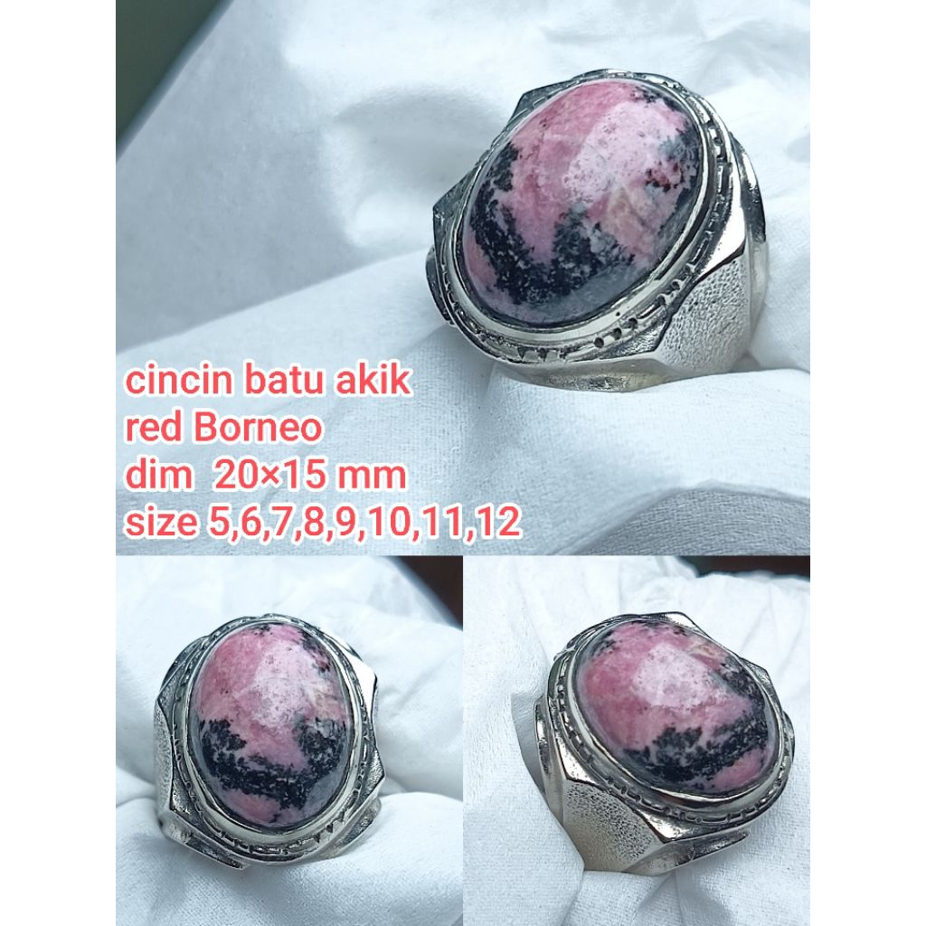 cincin batu akik red borneo