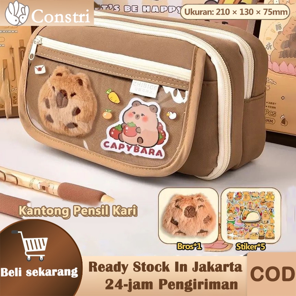

Constr-Capybara Tempat alat tulis kotak pensil Tas Pensil kapasitas besar aesthetic Tas PenaTempat Pencil