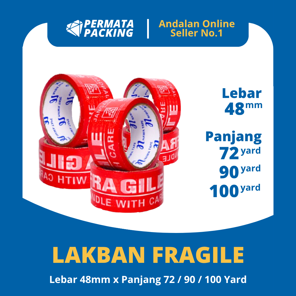 

Lakban Fragile 48 mm Merah / Putih Murah (Satuan)