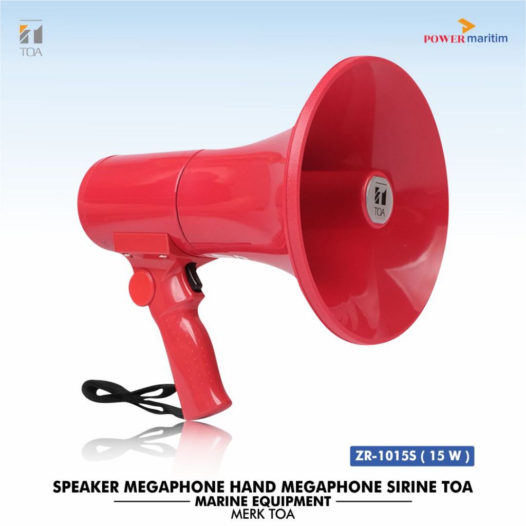 Speaker Megaphone Merk Toa Hand Megaphone Sirine 1015S Warna Merah Jangkauan Suara Luas