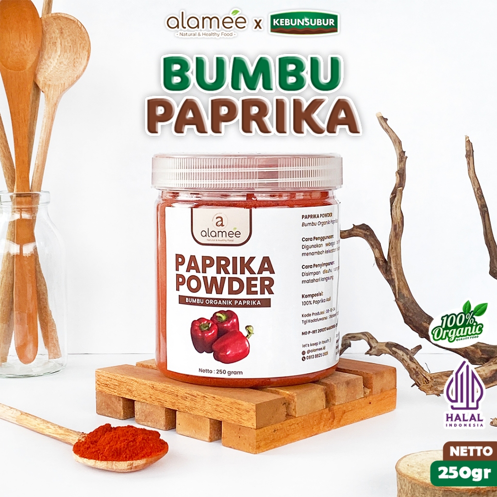 

ALAMEE Paprika Powder Ground Bumbu Dapur Instan Bubuk Organik Murni Asli Seasoning kebunsubur