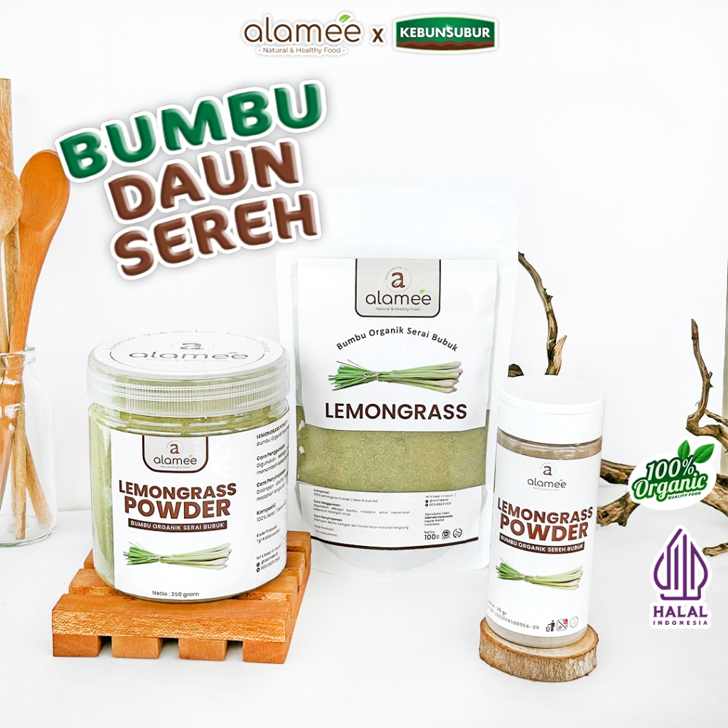 

ALAMEE Sereh Bubuk Lemongrass Powder Bumbu Dapur Organik Serai Murni Asli Seasoning Kebunsubur