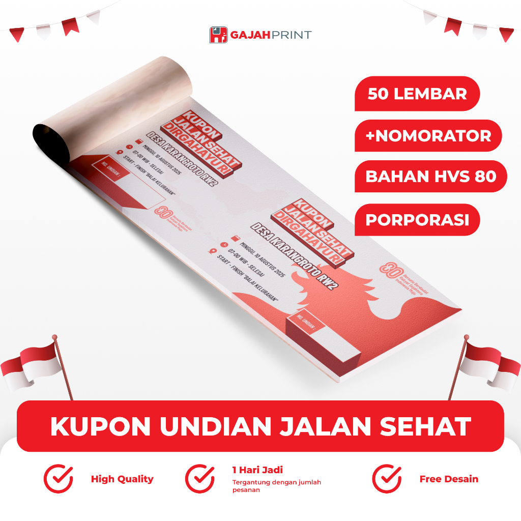 

Kupon Undian Jalan Sehat / Kupon 17 Agustus / Kupon Doorprize / Kupon HUT RI