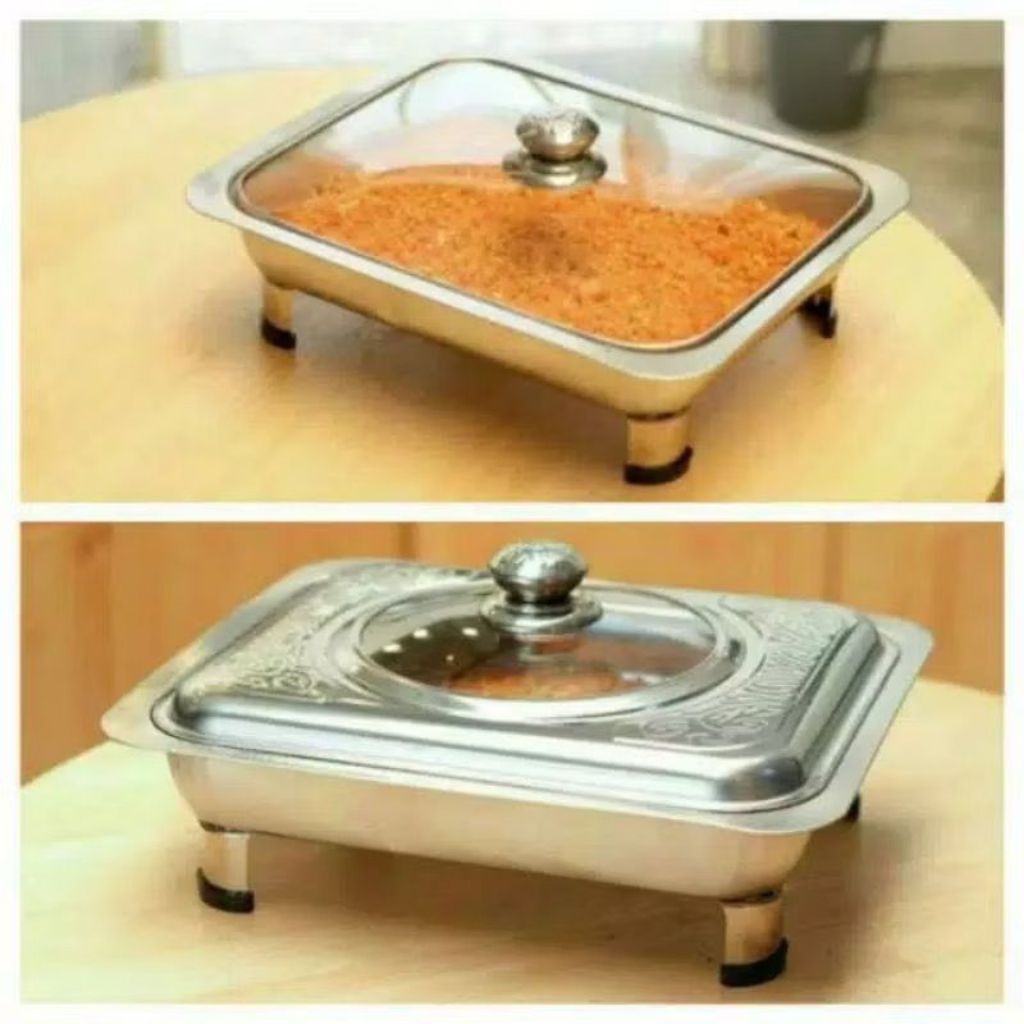 Prasmanan kotak/Prasmanan tutup kaca/wadah makanan/basi tutup prasmanan