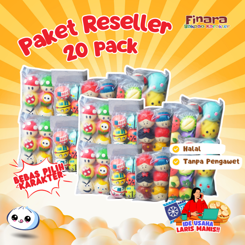 

Paket Reseller 20 Pack Bakpao Karakter Frozen Finara Cemilan Praktis Halal