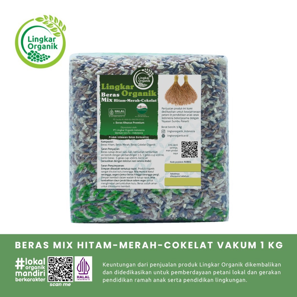 

BERAS ORGANIK MIX HITAM-MERAH-COKLAT 1kg | LINGKAR ORGANIK