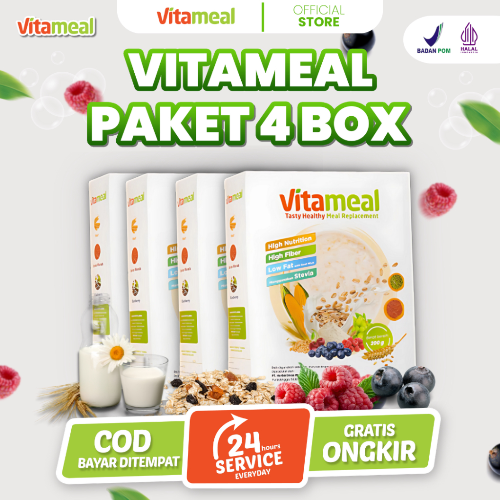 

Paket 4 Box Vitameal - Sereal Diet Diabetes Kolesterol Multigrain Sehat Aman Tanpa Efek Samping VITAMINILK DIET
