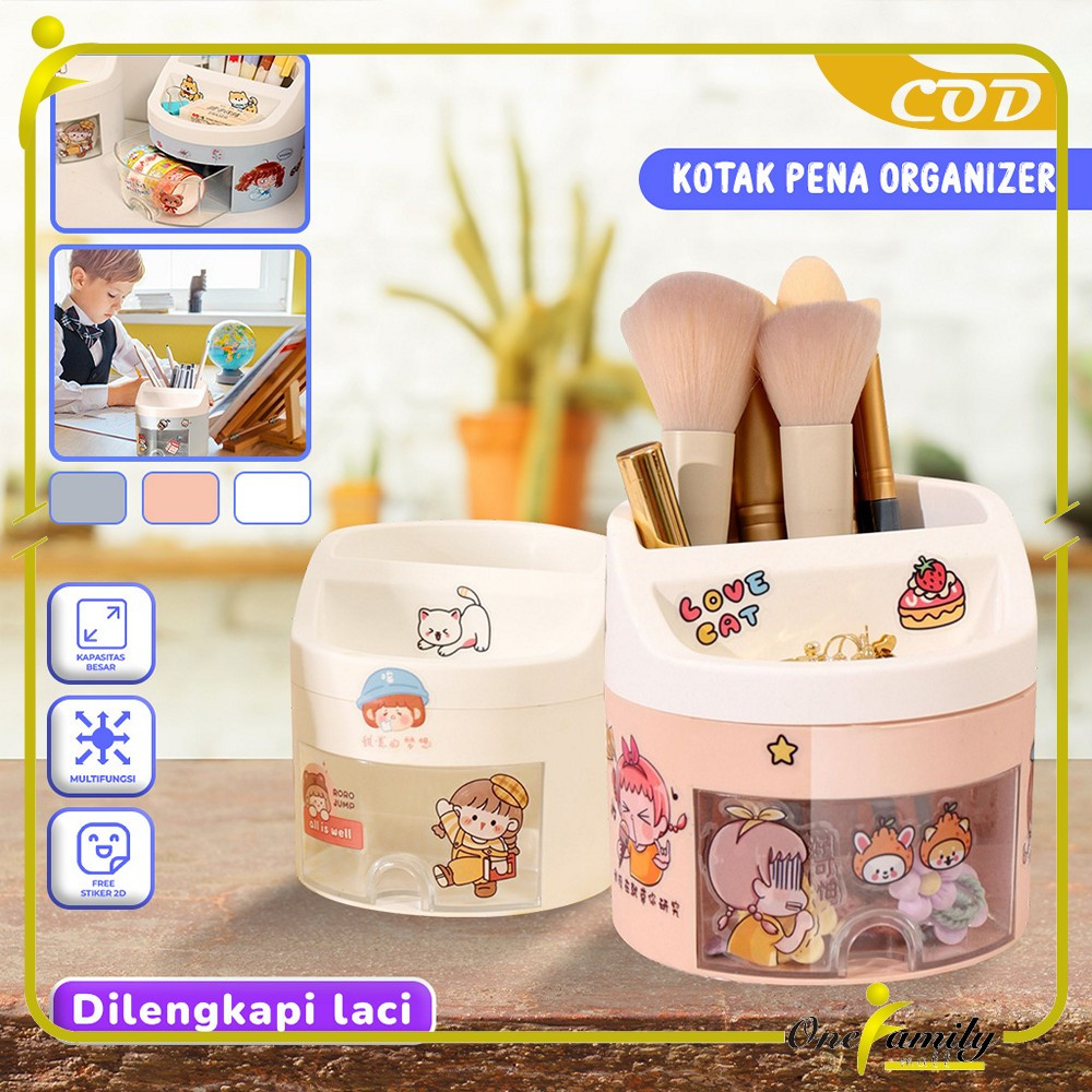 

EC ONE-C970 Tempat Pena dengan Laci Desk Storage Organizer Tempat Alat Tulis Aesthetic Lucu / Pen Holder Kotak Penyimpanan Pulpen Brush Makeup Multifungsi / Kotak Pensil Rak Kosmetik Import