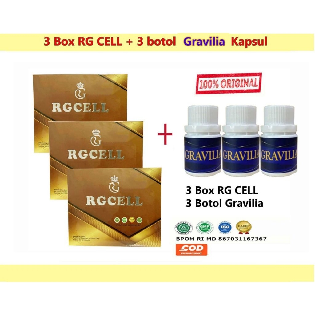 Paket 3 Box RG Cell + Bonus 3 Botol Gravilia Kapsul