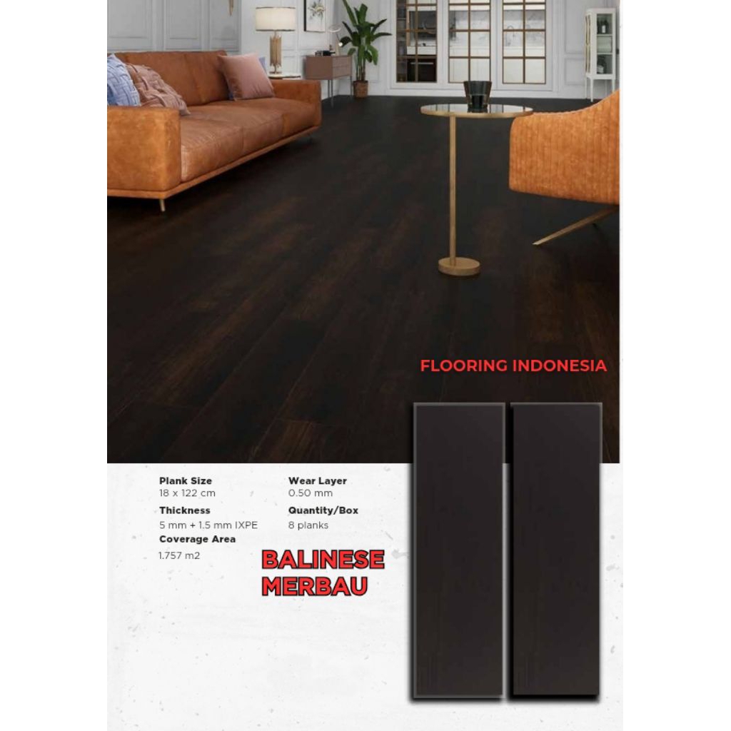 Flooring Marvel Heritage Balinese Merbau Wood motif kayu tebal 6,5mm/Box