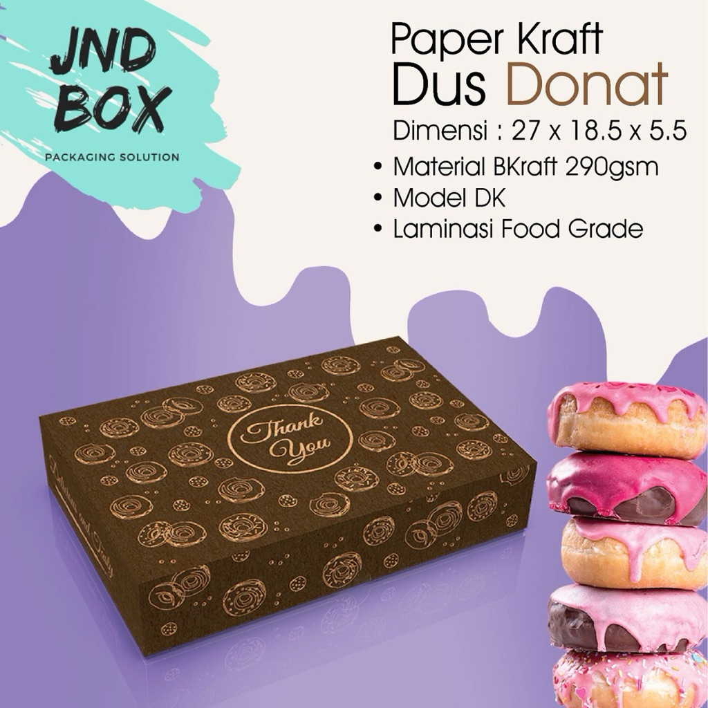 

Dus Donat 27 x 18,5 x 5,5 cm Craft Cetakan Laminasi Foodgrade